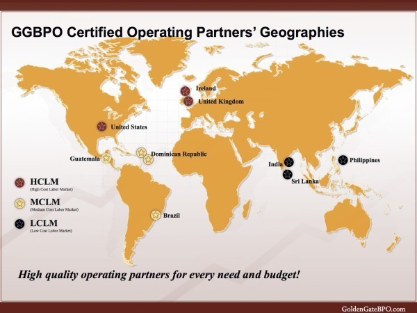 Golden Gate BPO Certified Operating Partner's Geographies